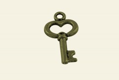 Подвеска "Ключик-сердце", античная бронза