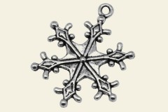 Подвеска "Снежинка двусторонняя с ромбами", античное серебро