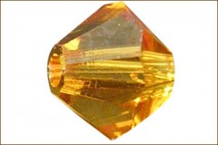 Кристалл граненый биконус, 4 мм, золотистый
