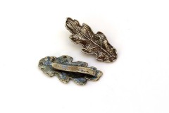Застежка-крючок "Лист дуба", античное серебро