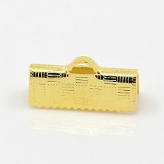 Концевик зажимный для ленты 15 мм, золото