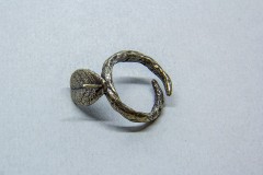 Основа для кольца "Лист брусники" со штифтом, античное серебро