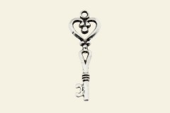 Подвеска "Ключ с сердцем", античное серебро